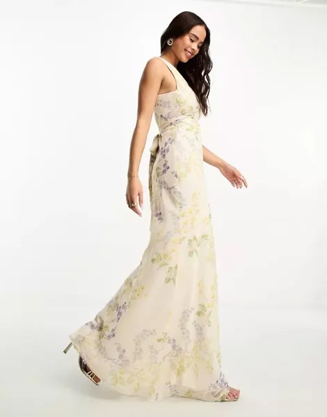 Платье макси цвета слоновой кости с завязками на спине Hope & Ivy Bridesmaid