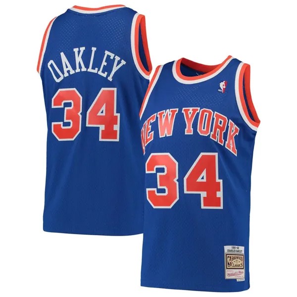 Мужская синяя майка Mitchell & Ness Charles Oakley New York Knicks Hardwood Classics 1991-92 Swingman