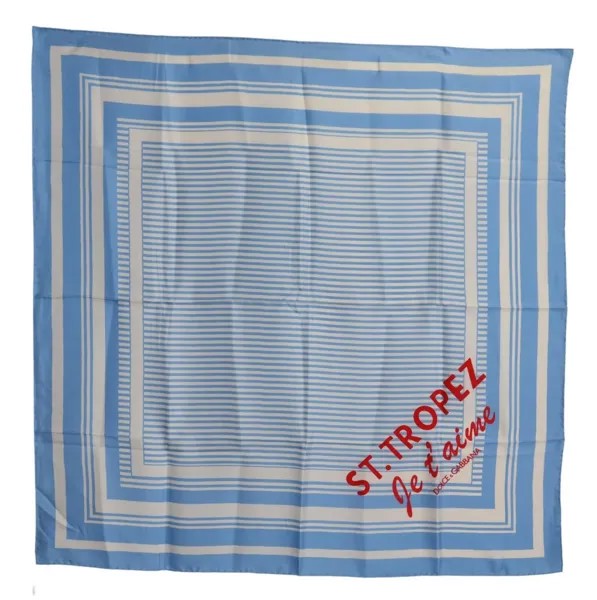 DOLCE - GABBANA Шарф в синюю полоску, шелковый квадратный фуляр, 90 см x 90 см. Рекомендуемая розничная цена: 450 долларов США.