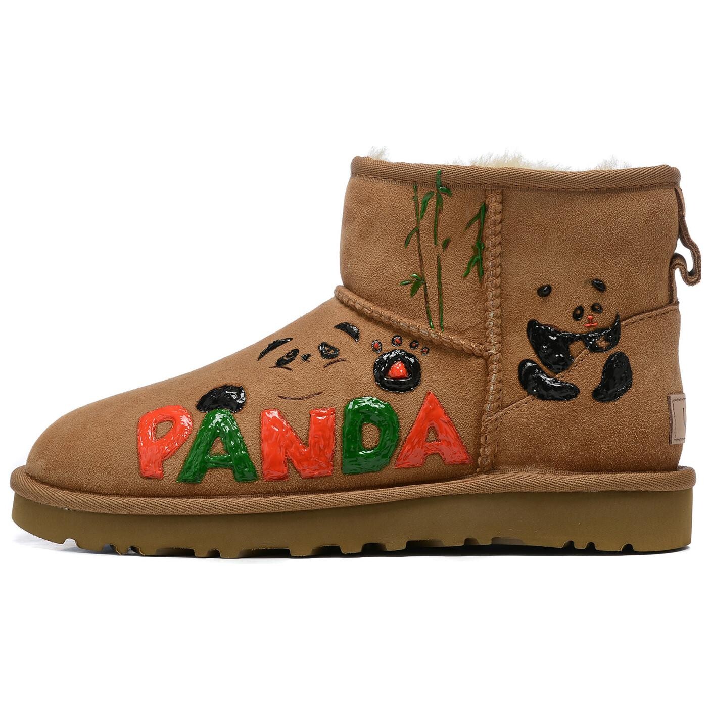 Зимние ботинки женские каштановые Ugg