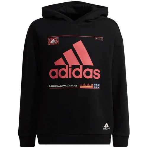 Худи adidas детское, капюшон, размер 140, черный