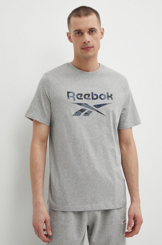 Хлопковая футболка Reebok, серый
