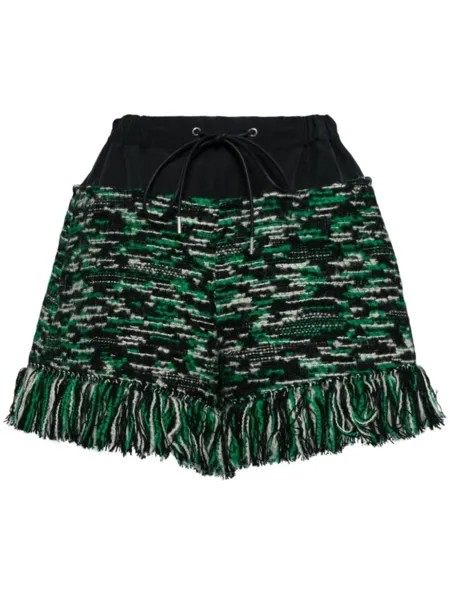 Sacai шорты с бахромой, зеленый