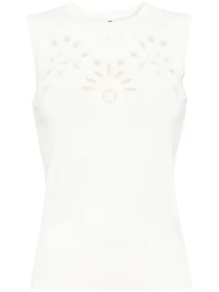 Ermanno Scervino топ с английской вышивкой, нейтральный цвет
