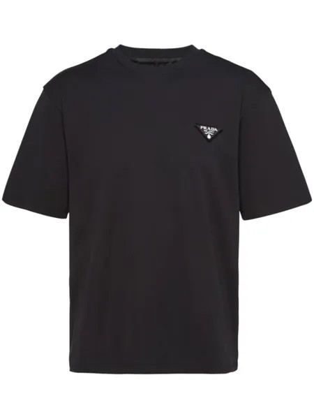 Prada triangle-logo cotton T-shirt, черный