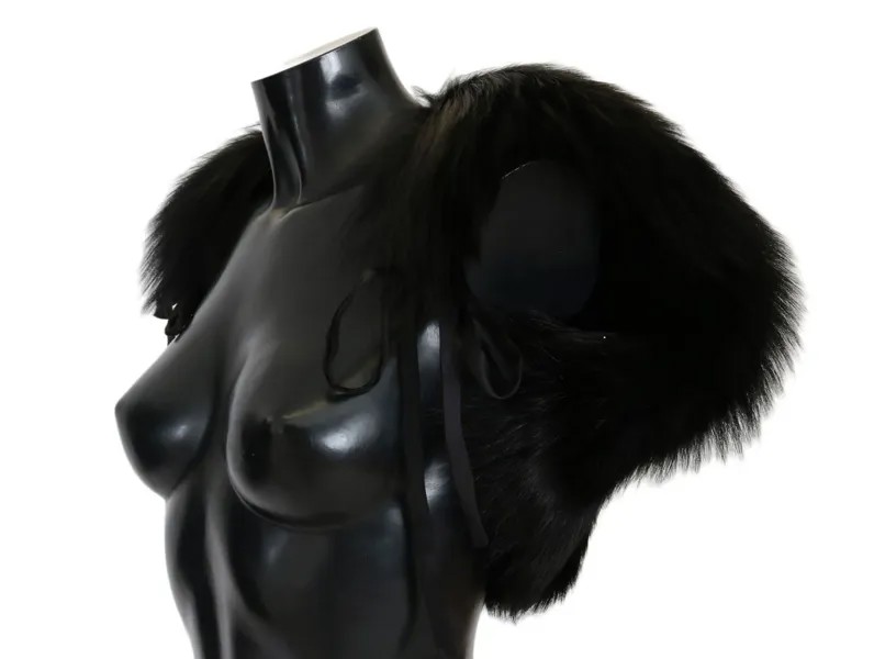 Шарф DOLCE - GABBANA с воротником на плечах из меха черной серебристой лисы s. Рекомендуемая розничная цена: 8600 долларов США.
