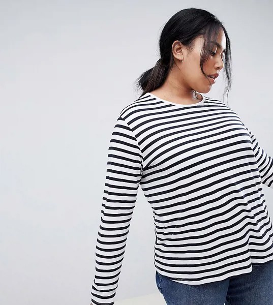 Свободный лонгслив в полоску ASOS DESIGN Curve-Мульти