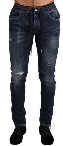 Джинсы DOLCE - GABBANA Темно-синие хлопковые эластичные рваные джинсы IT56/ W36 /L $1000