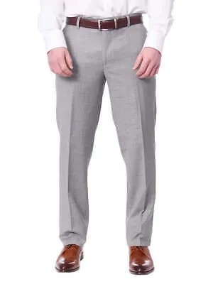 Мужские приталенные светло-серые шерстяные классические брюки с плоской передней частью