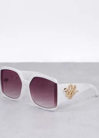 Белые большие солнцезащитные очки с декором в виде змеи ALDO Wendalla-Белый