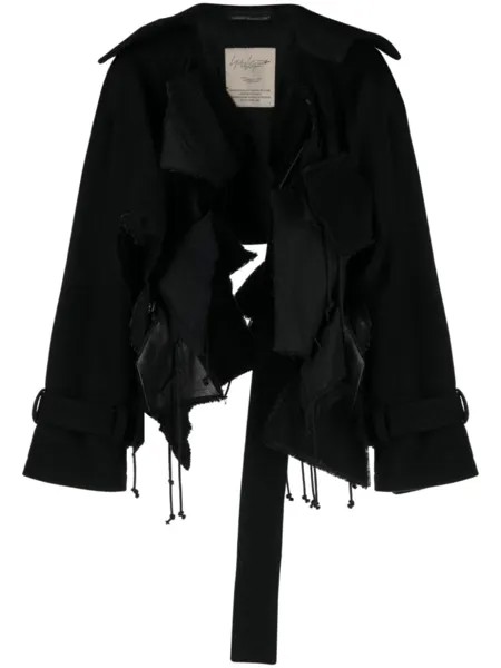 Укороченная шерстяная куртка с эффектом потертости Yohji Yamamoto, черный
