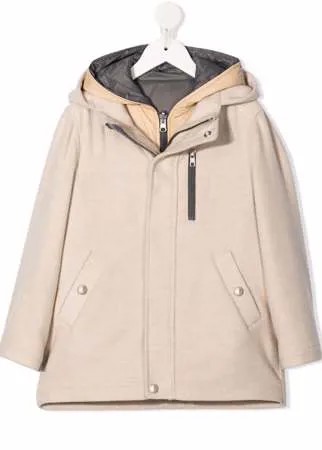 Brunello Cucinelli Kids многослойная парка с капюшоном