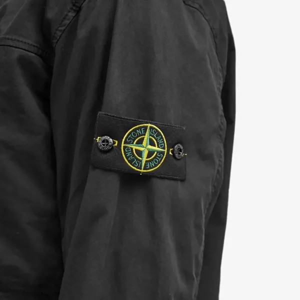 Stone Island Куртка-рубашка на молнии из хлопкового твила Supima стрейч-TC, черный