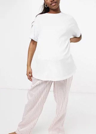 Атласные пижамные брюки кремового цвета в полоску Loungeable Maternity-Многоцветный