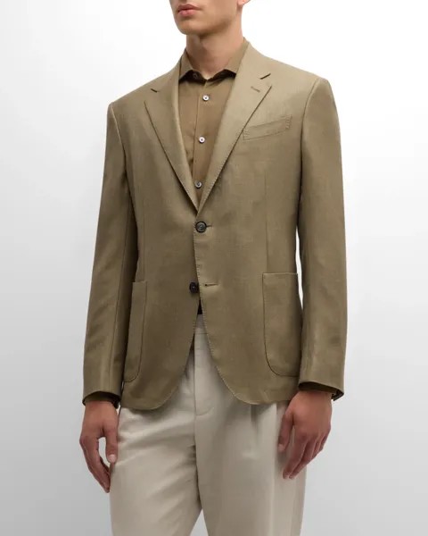 Мужское спортивное пальто из саржи из смеси кашемира ZEGNA, цвет Medium Beige Solid