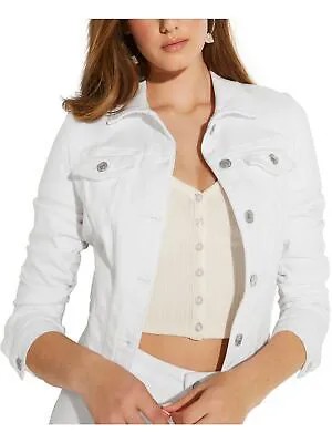 GUESS Женская белая джинсовая приталенная куртка Trucker на пуговицах с карманами M