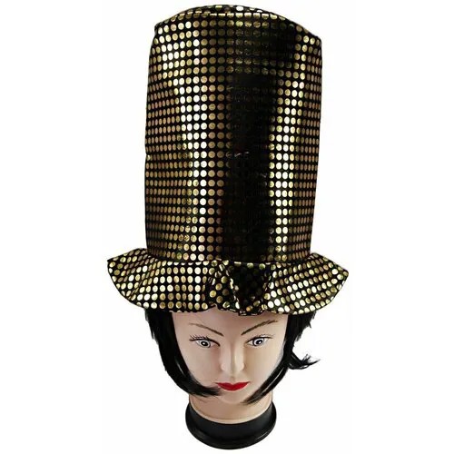 Карнавальная шляпа-цилиндр фокусника высокая мягкая