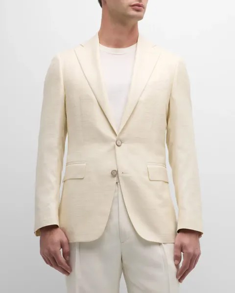 Мужское спортивное пальто с горизонтальными крапинками Canali, цвет White
