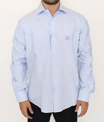 CLASS ROBERTO CAVALLI Рубашка голубого цвета из хлопка с длинными рукавами s. Рекомендуемая розничная цена XL: 300 долларов США.
