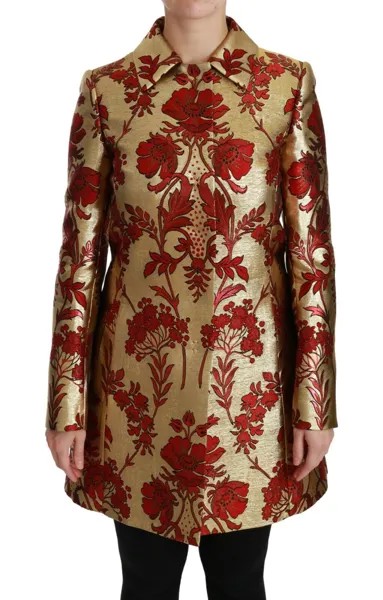DOLCE - GABBANA Куртка-пальто из парчи красного золота с цветочным принтом IT40 / US6/ S Рекомендуемая розничная цена 4400 долларов США
