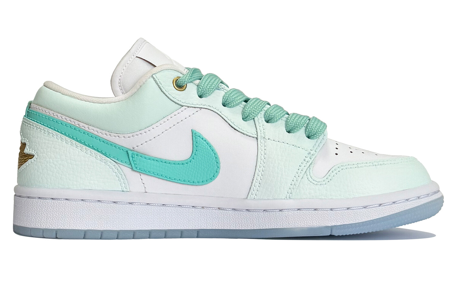 Кроссовки Air Jordan 1 Vintage Basketball Shoes Women's Low-top Cyan/White, светло-зеленый