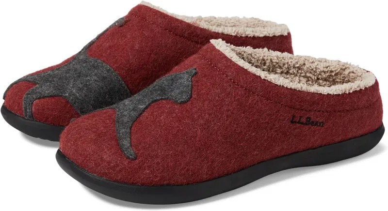 Тапочки Daybreak Scuffs Motif L.L.Bean, цвет Deepest Red/Charcoal Cat