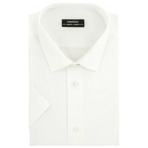 Рубашка мужская короткий рукав CASINO c111/057/182/Z, Полуприталенный силуэт / Regular fit, цвет Белый, рост 174-184, размер ворота 42