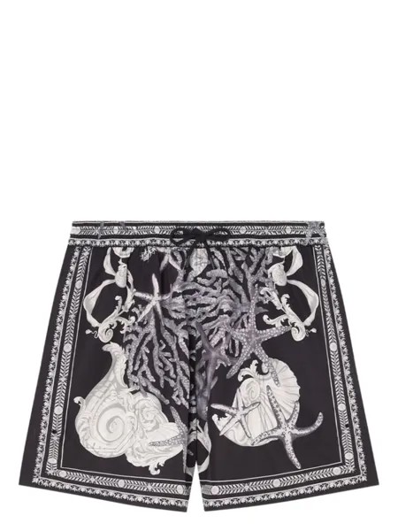 Versace плавки-шорты с графичным принтом, черный