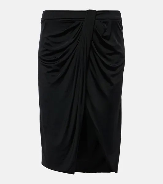 Юбка миди из джерси с драпировкой Tom Ford, черный