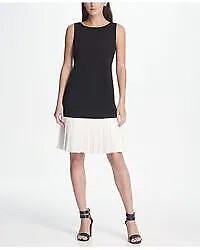 DKNY Женское черное платье с оборками без рукавов выше колена с заниженной талией 6