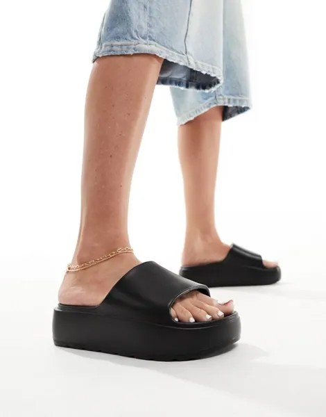 ASOS DESIGN – Freedom – Черные шлепанцы с выступающей подошвой