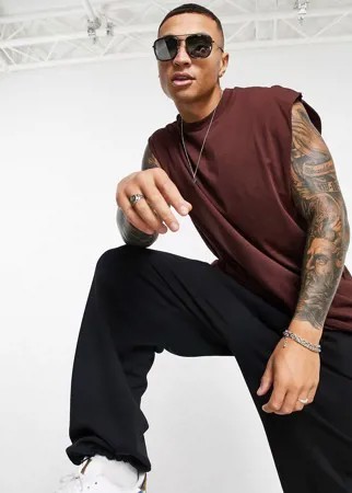 Коричневая oversized-майка из органического хлопка ASOS DESIGN-Коричневый цвет