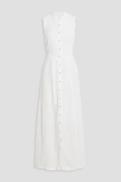 Платье макси Broderie Anglaise со вставками 120% LINO, белый