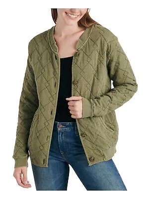 Женская зеленая стеганая куртка-бомбер LUCKY BRAND с эластичными манжетами и поясом XL