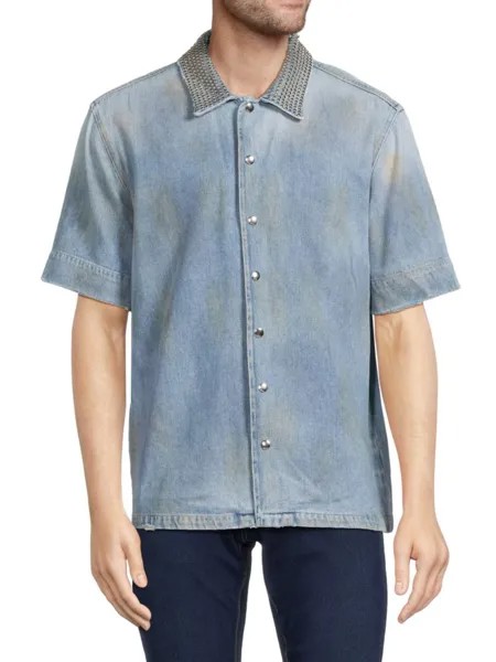 Джинсовая рубашка с декорированным воротником Rta, цвет Aged Blue
