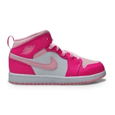 Кроссовки Nike Jordan 1 Mid (GS) для юниоров Fierce Pink FD8780 116 Белый Средний Мягко-розовый