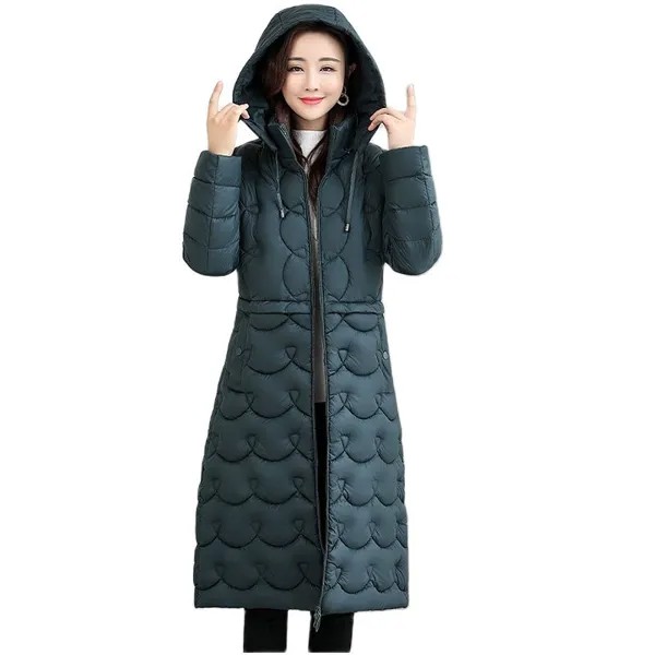 Корейская мода светильник и тонкое пальто для женщин зима 2021 новые длинные Стиль ботфорты выше колена размера плюс, тонкое, с подкладкой, с капюшоном, Женское пальто