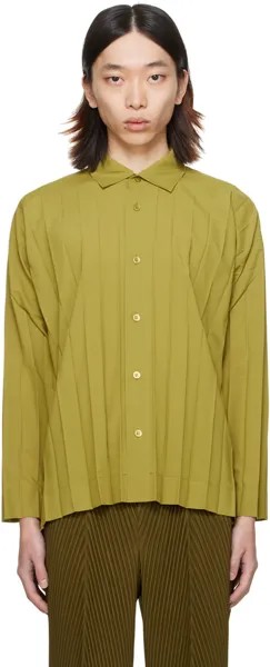Рубашка с зеленым краем Homme Plisse Issey Miyake