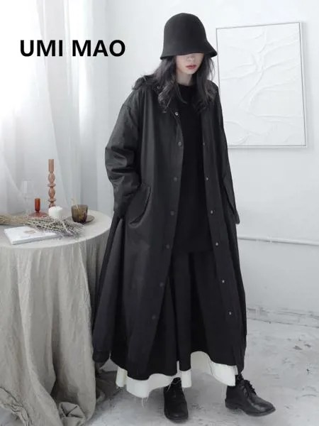 Женская ветровка UMI MAO, Новая ветровка Yamamoto, длинная свободная японская Черная куртка, Тренч, пальто для женщин, весна-осень