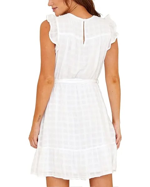 Платье bella dahl Belted Tiered Ruffle Dress, белый