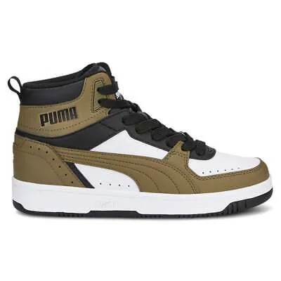 Puma Rebound Joy High Top Youth Boys Green, White Кроссовки Повседневная обувь для мальчиков 3746871