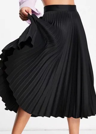 Черная плиссированная юбка миди Closet London-Черный цвет