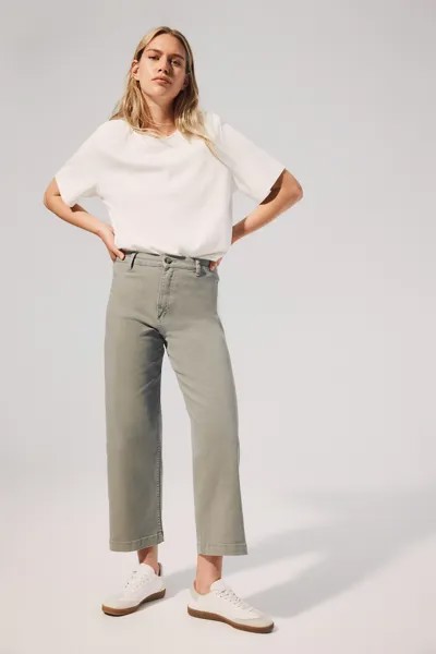Укороченные брюки из твила H&M, хаки