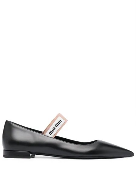 Балетки с заостренным носком Miu Miu, черный
