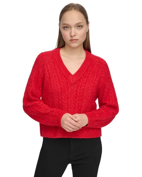 Однотонный женский свитер с круглым вырезом Dkny Jeans, красный