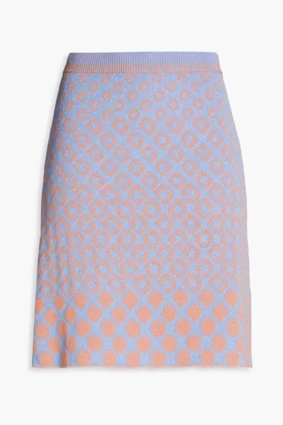 Мини-юбка металлизированной жаккардовой вязки Diane Von Furstenberg, светло-синий