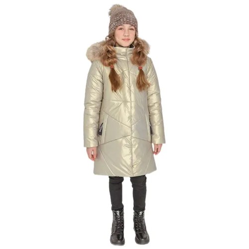 Пальто зимнее для девочки, арт. смузи золото, размер 152
