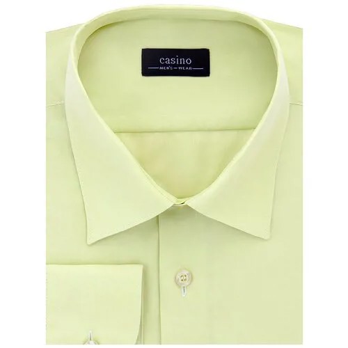 Рубашка мужская длинный рукав CASINO c420/1/lg/Z, Полуприталенный силуэт / Regular fit, цвет Зеленый, рост 174-184, размер ворота 39