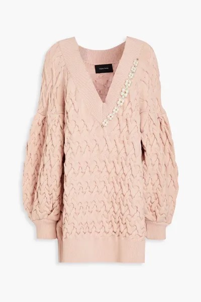 Украшенный свитер косой вязки Simone Rocha, пастельно-розовый