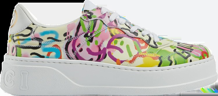 Кроссовки Gucci Platform Trainer 'Year of the Rabbit - Graffiti Print', разноцветный